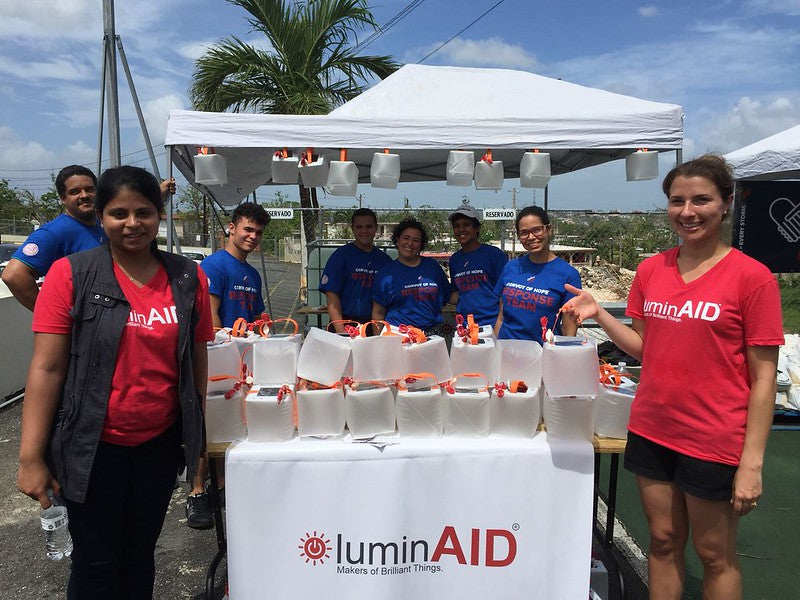 Anna and Andrea Fly to Puerto Rico, Distribute Solar Chargers and Lights