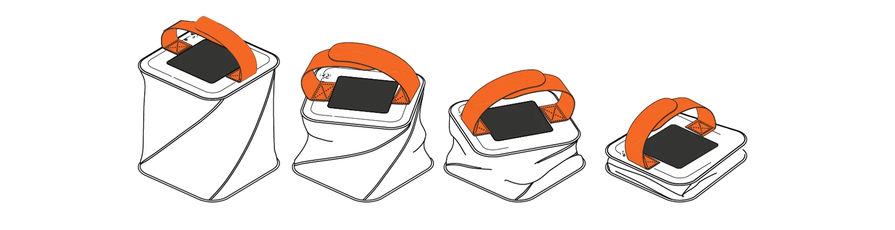 Diagram showing how to twist and compress the lantern