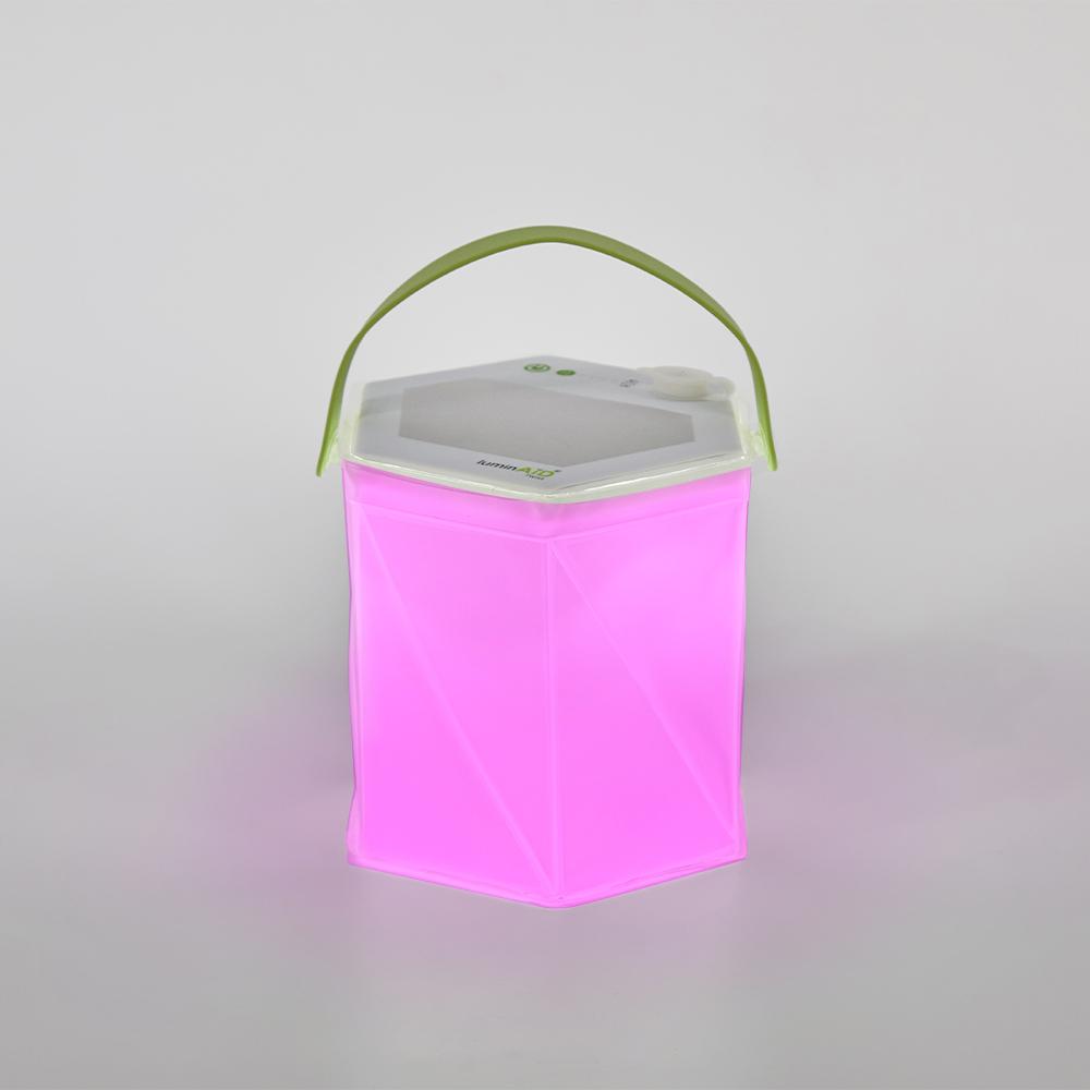 Bloomio Twist lit up in pink, one of its many colors.