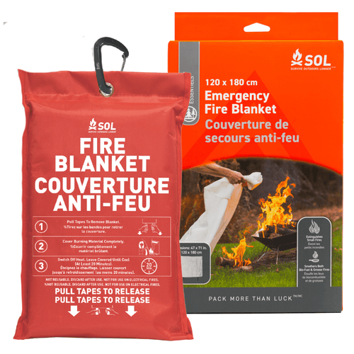 Emergency Fire Blanket - product shown next to packaging