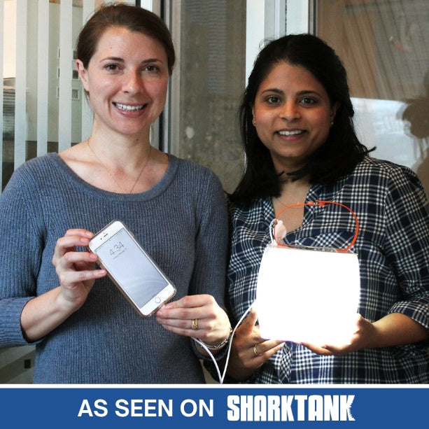 As Seen on Shark Tank: LuminAID's Founders Anna Stork and Andrea Sreshta with a Power Lantern Prototype