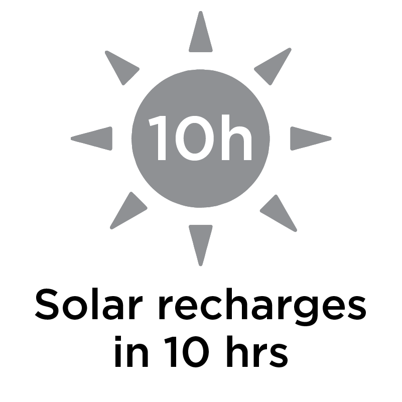 solar recharges in 10 hours