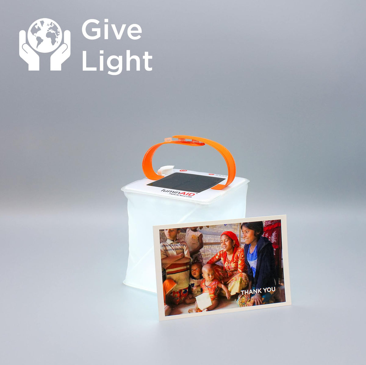 Give light, light with thank you card.
