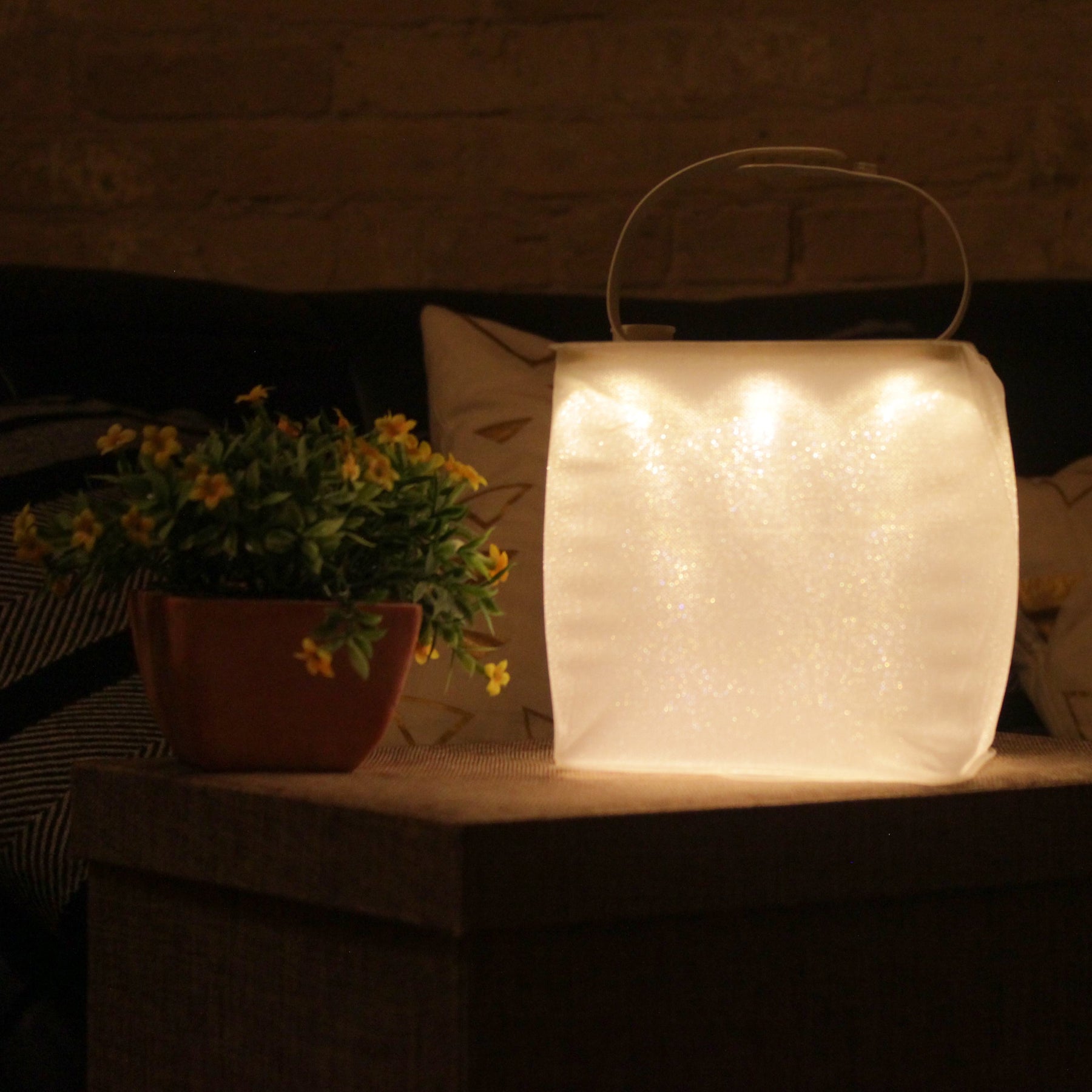 Firefly power lantern lights up the area with a warm white.
