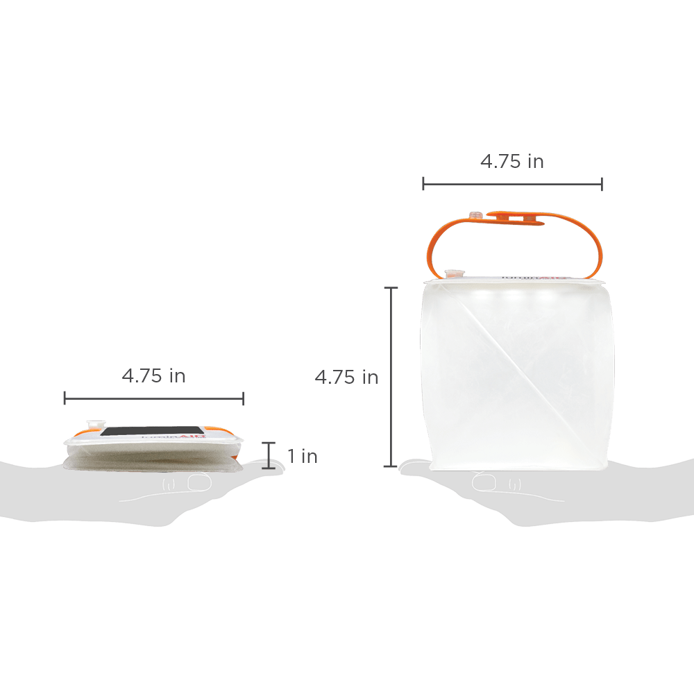 Lanterns pack flat, and then can be inflated from 1 inch to 4.75 inches.